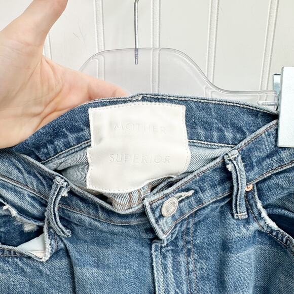 Mother Superior The Flirt Ankle Distressed Slim Jeans Blue Denim Womens 28 - Picture 4 of 13